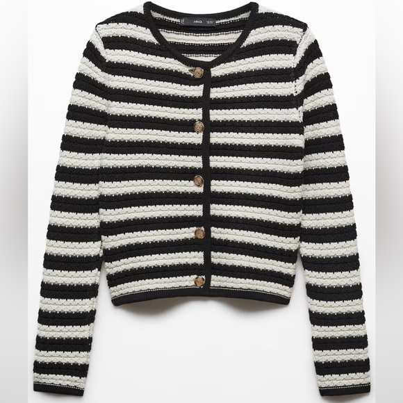 Mango Black and White Striped Sweater - Picture 1 of 11